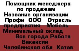 Помощник менеджера по продажам › Название организации ­ Профи, ООО › Отрасль предприятия ­ Мебель › Минимальный оклад ­ 60 000 - Все города Работа » Вакансии   . Челябинская обл.,Катав-Ивановск г.